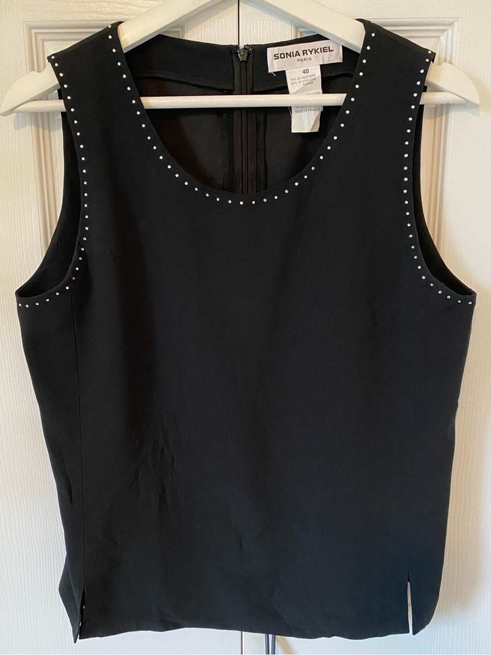 Sonia Rykiel Paris Rhine Stone Embellished Vintage Evening Shell in Black Size 8